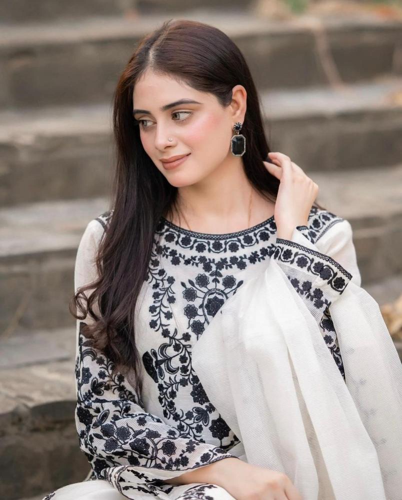 3-Piece Women's Unstitched Embroidered Suit – White