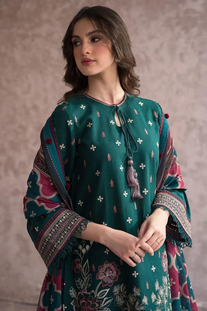 3-Piece Women's Unstitched Embroidered Suit 