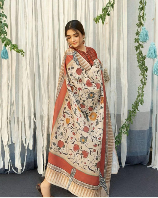 3-Piece Women's Unstitched Embroidered Lawn Suit – Eid Collection | Fashion Kahani