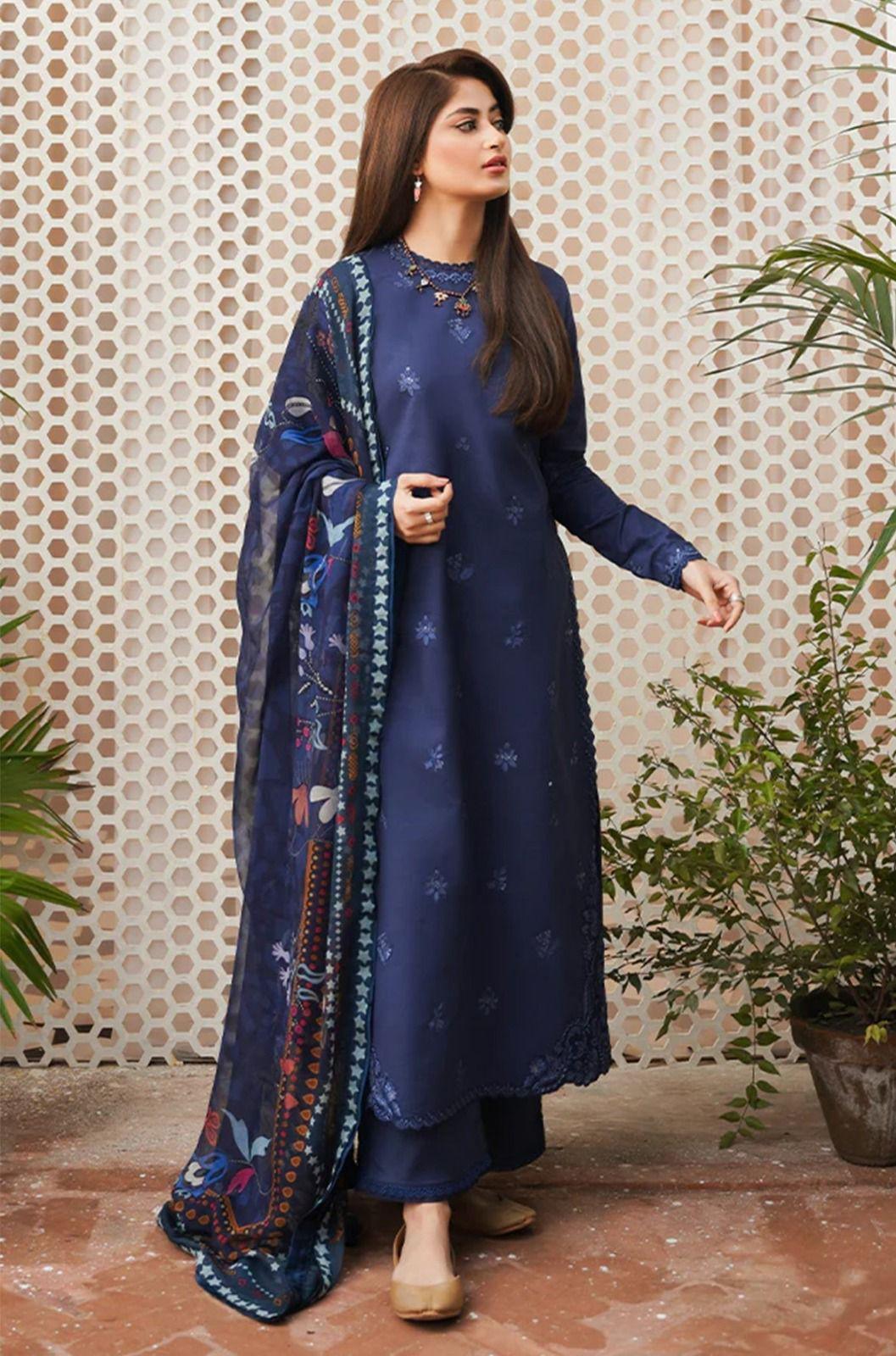 3-Piece Unstitched Embroidered Lawn Suit Eid Special