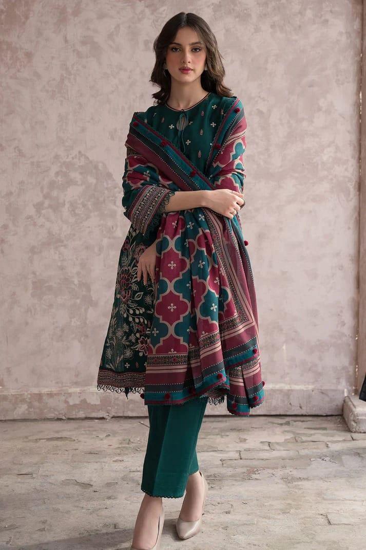 3-Piece Women's Unstitched Embroidered Suit&nbsp;