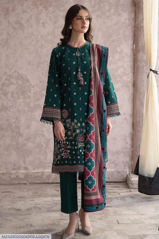 3-Piece Women's Unstitched Embroidered Suit&nbsp;