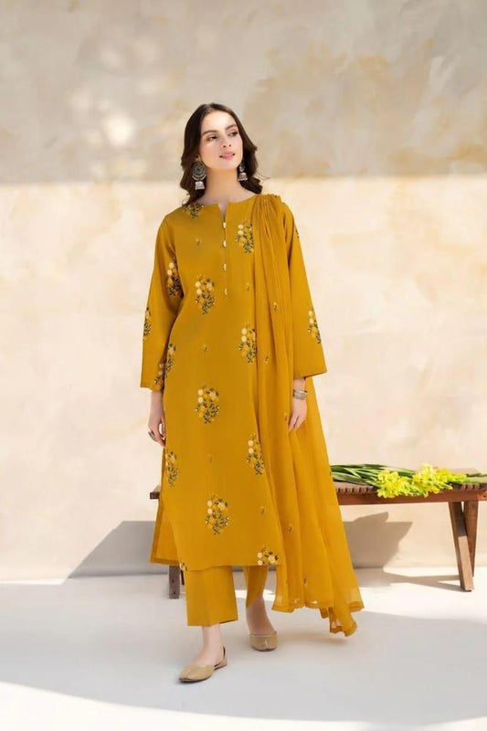 3-Piece Women's Unstitched Lawn Embroidered Suit