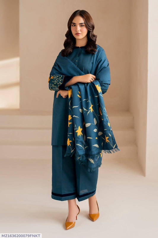 3 Pcs Women's Unstitched Plain Suit