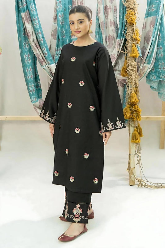 Elegant 2 Pcs Women's Unstitched Embroidered Suit
