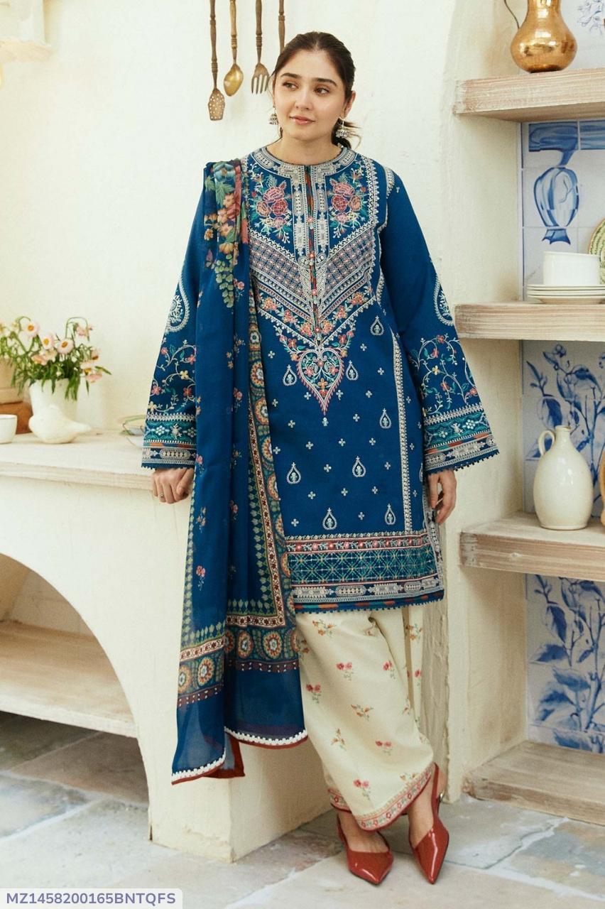 3 Pcs Women's Unstitched Embroidered
