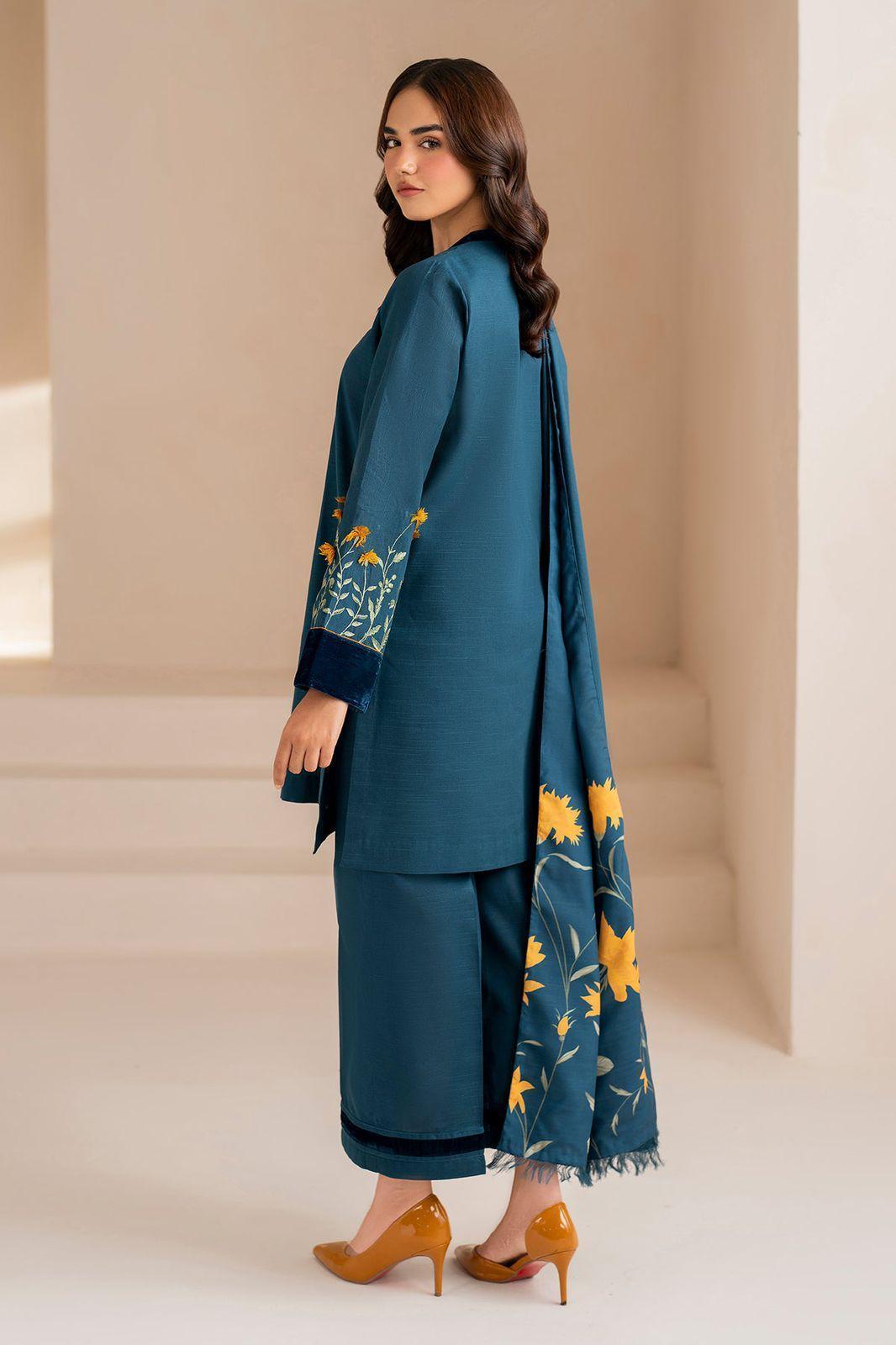 3 Pcs Women's Unstitched Plain Suit