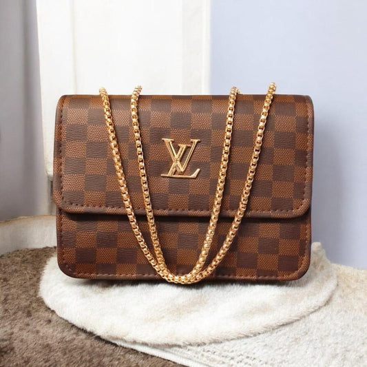 Stylish Girl's Brown Leather Crossbody Bag